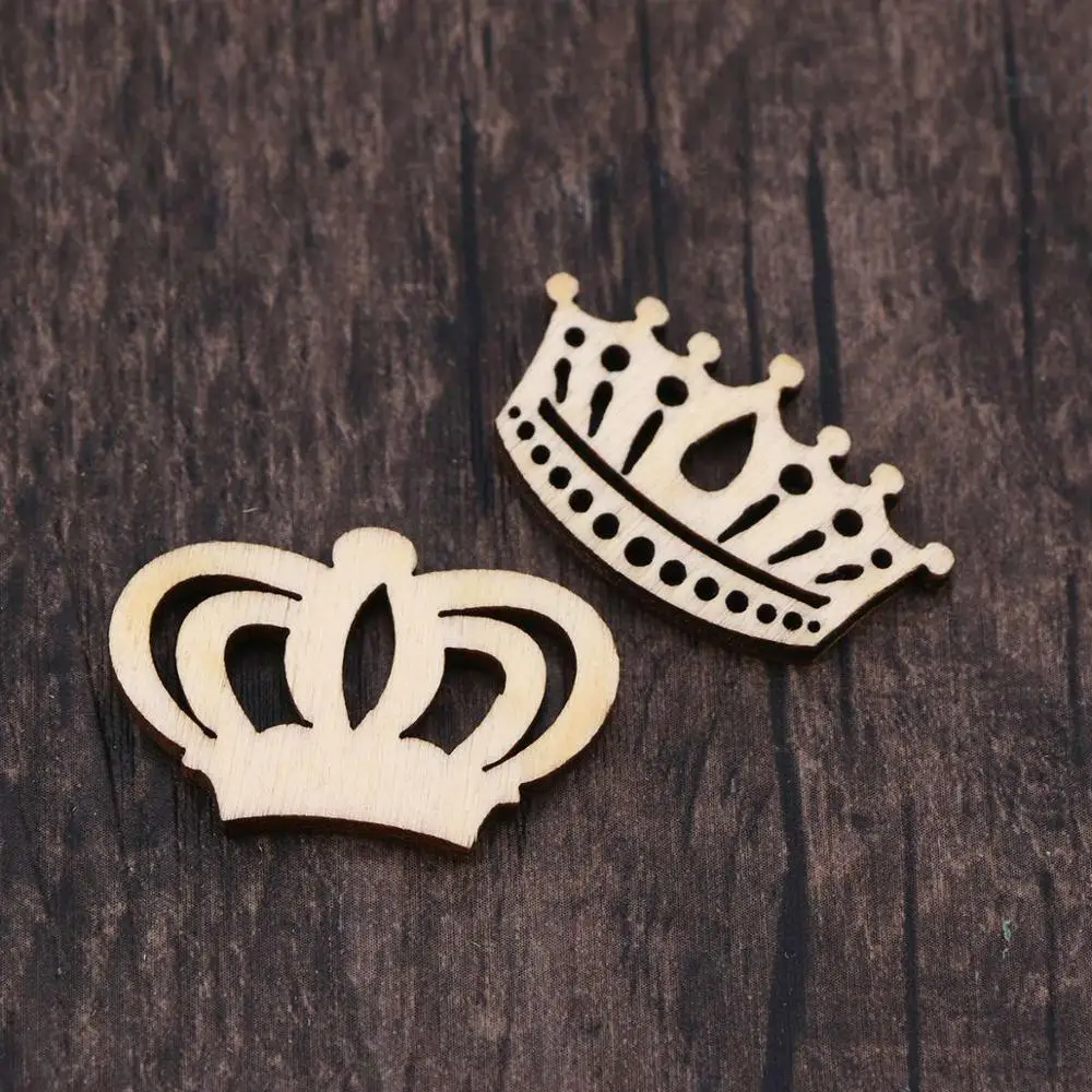 Wooden Pieces Crown Cartoon Hollow out Manual Accessories Cutouts Craft for DIY