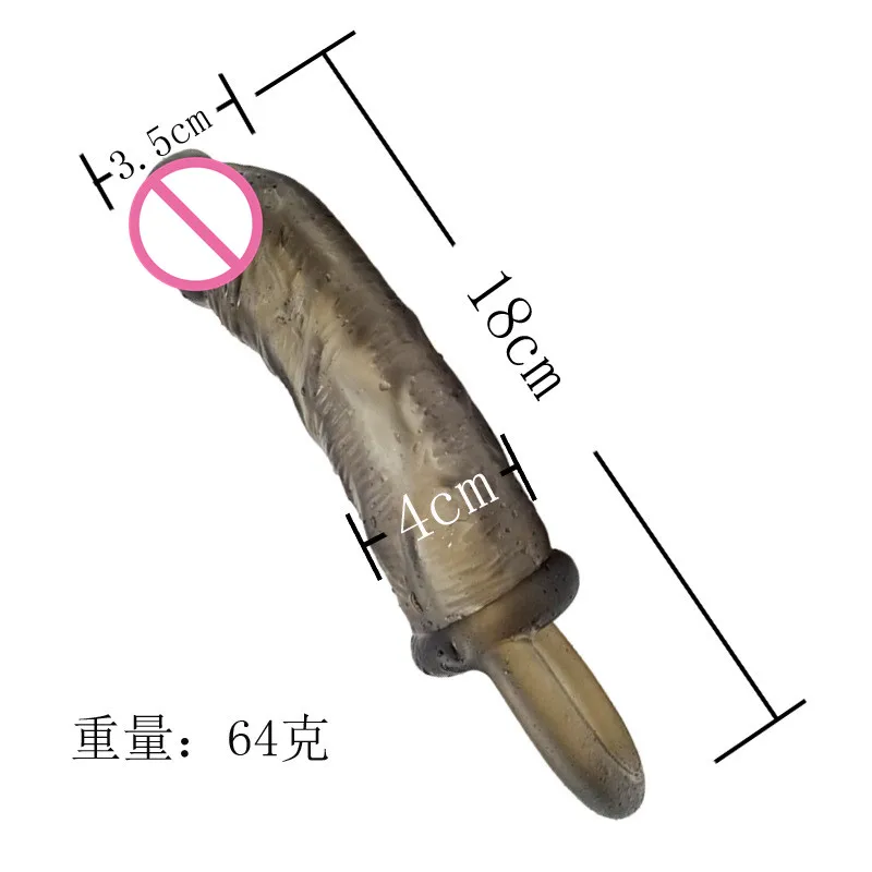 Flesh Reusable Condom Penis Sleeve Extender Silicone Penis Sleeve  Enlargement Male