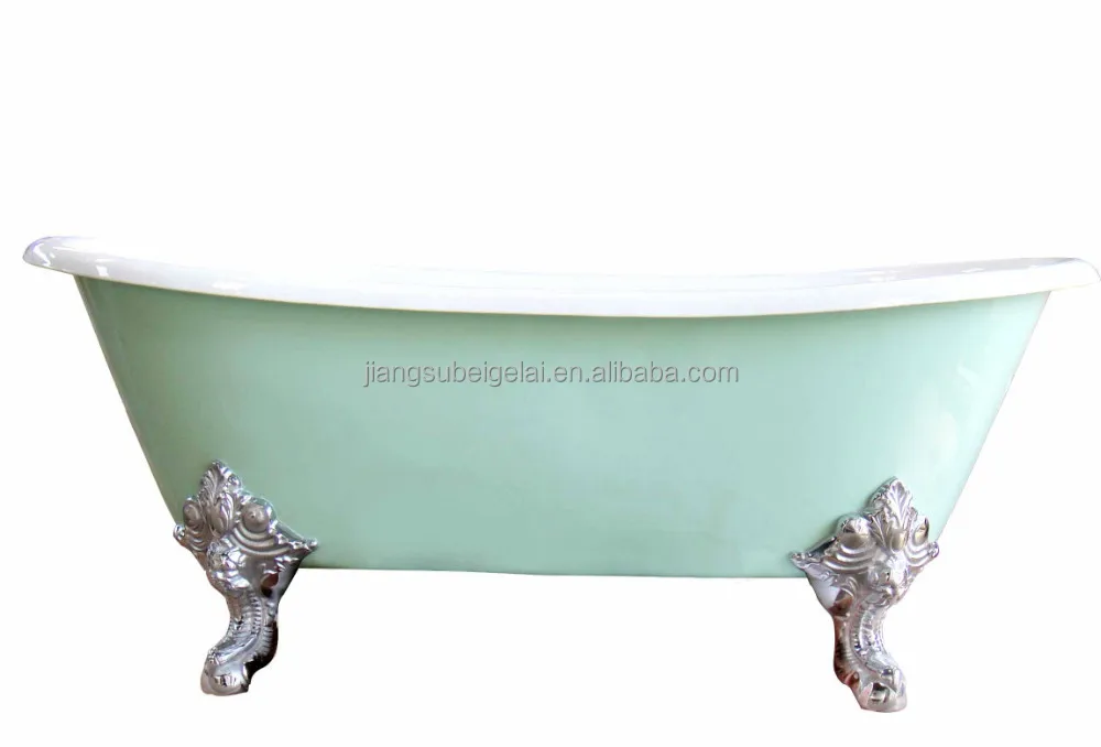 cast iron bath tub small freestanding bathtub light green color classical double slipper bathtub