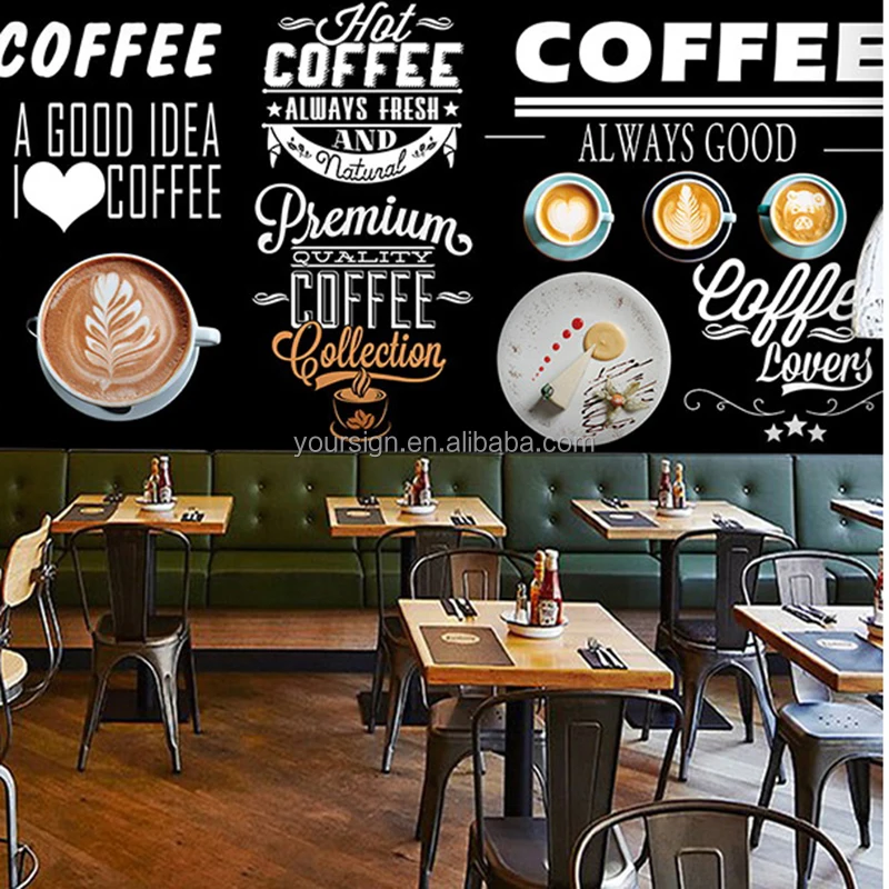 coffee shop wall mural self adhesive sticker paper for decoration