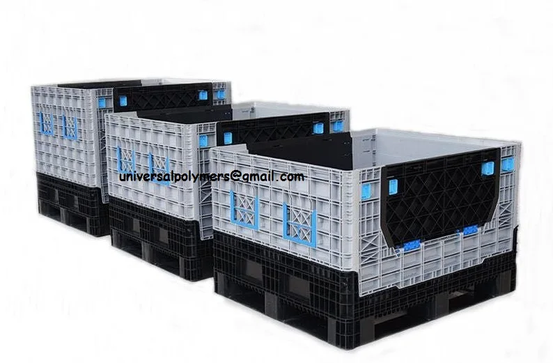 hot selling 2023 movable plastic pallet box collapsible fold able boxes with pallets for warehouse and storage puppose