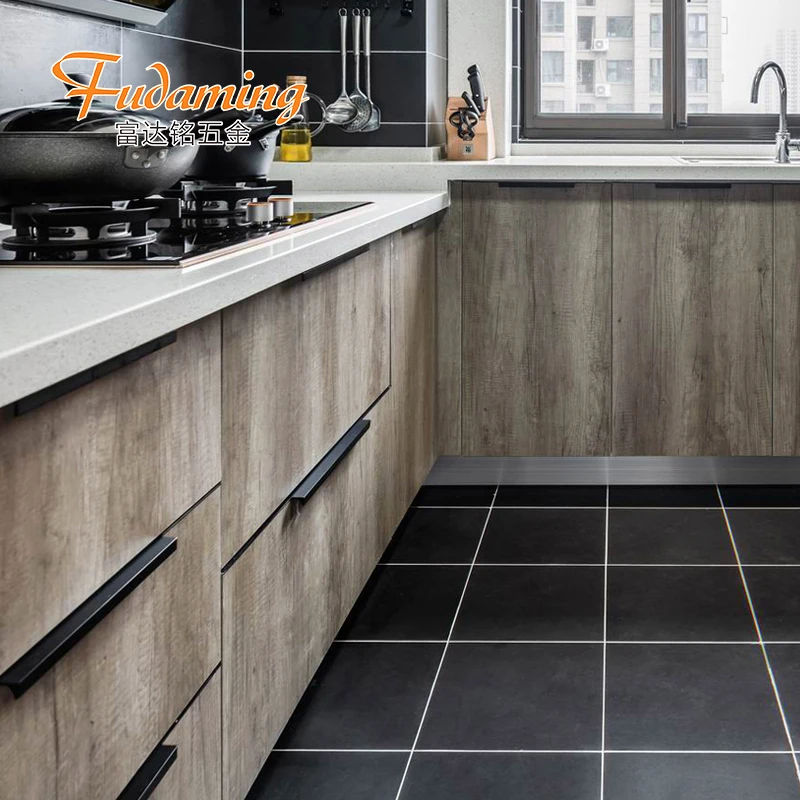 Black and golden  invisible punch free long handle for cabinet wardrobe and closet door