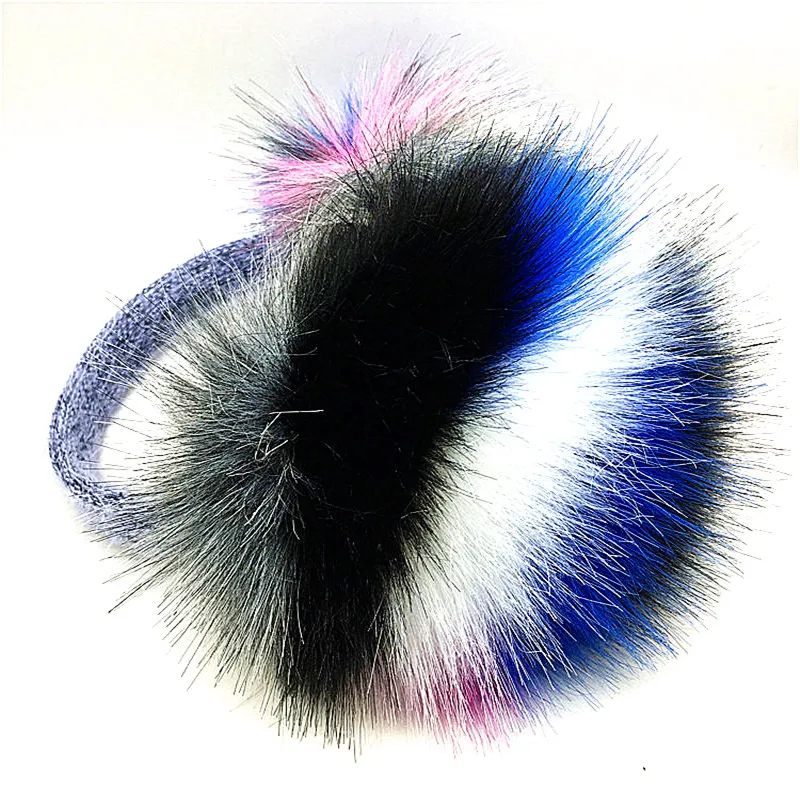 
2021Top quality Fur Fox Hair Soft Plush girls Warm bunny winter Earmuffs 