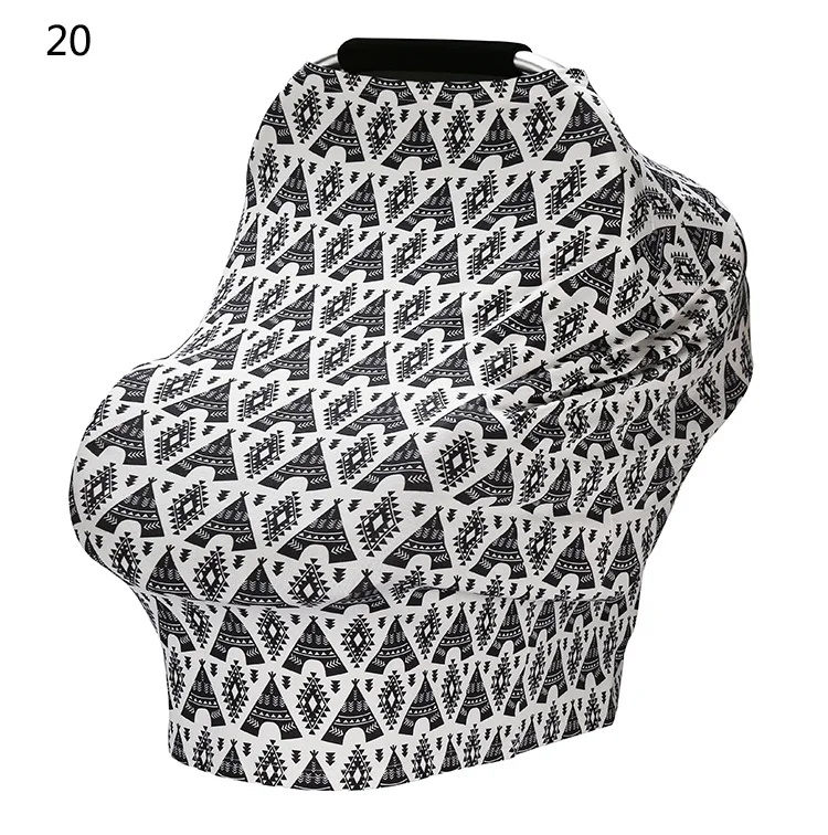 Custom Organic Stretchy Multi Use Car Seat Canopy Poncho Breastfeeding Baby Nursing Pillow Cover Scarf