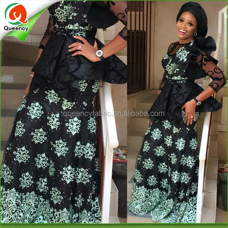 Queency Wholesale Dubai Bridal Lace African French Net Lace Fabric with Pretty Stones