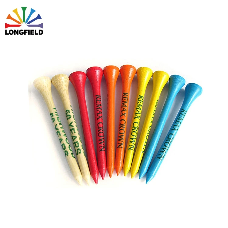
70mm Natural Circle Print Unique Custom Bamboo Golf Tee Set 