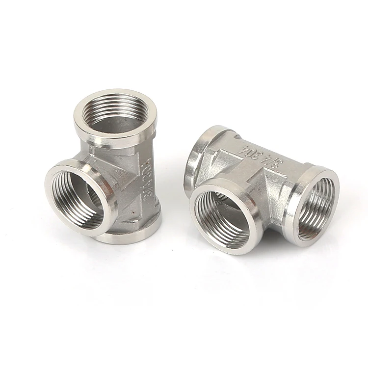 stainless steel 201 304 pipe tee fitting SUS female threads tee water plumbing pipe equal tee fitting