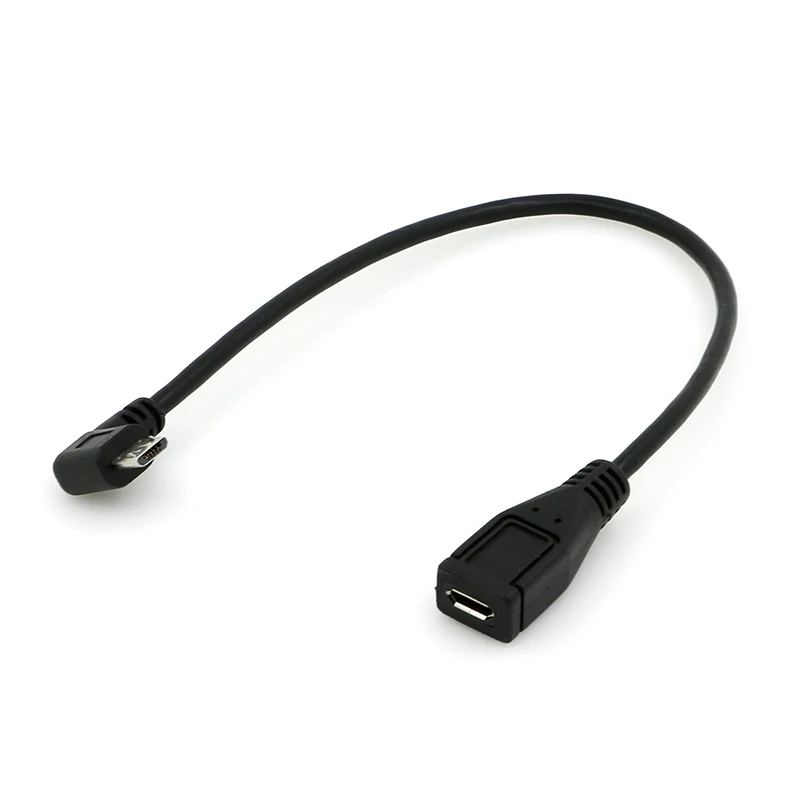 shenzhen short fast data charging cord 90 degree right angle u l shape micro usb male to micro otg usb female extension cable