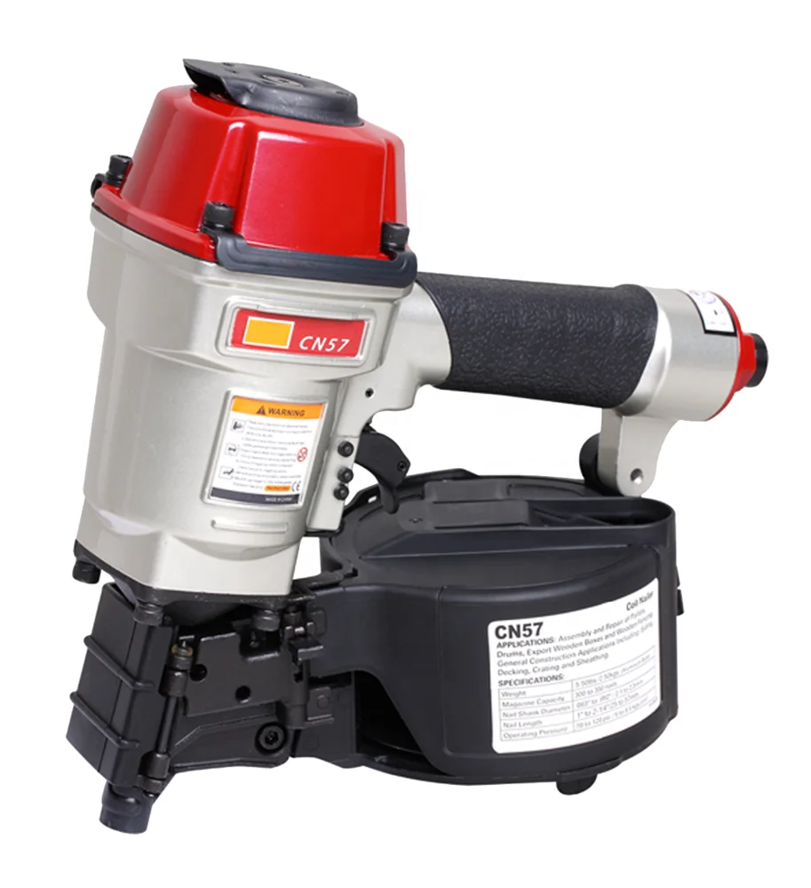 Sunwell Air Nail Gun CN57 Pneumatic  Nailer for 15 Degree Coil Nails with Length  25-57mm