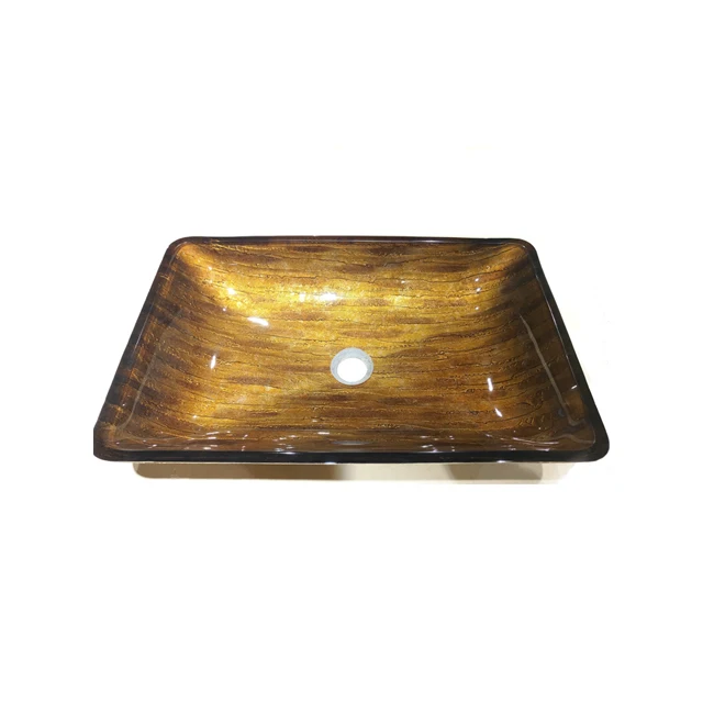 
Rectangular Vanity Bowl Tempered Glass Vessel Handcrafted Bathroom Sink 