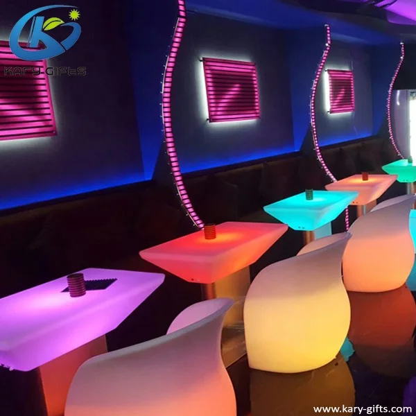 Modern Lighted up 16 Color Remote Control Wireless Portable Bar Restaurant LED Table
