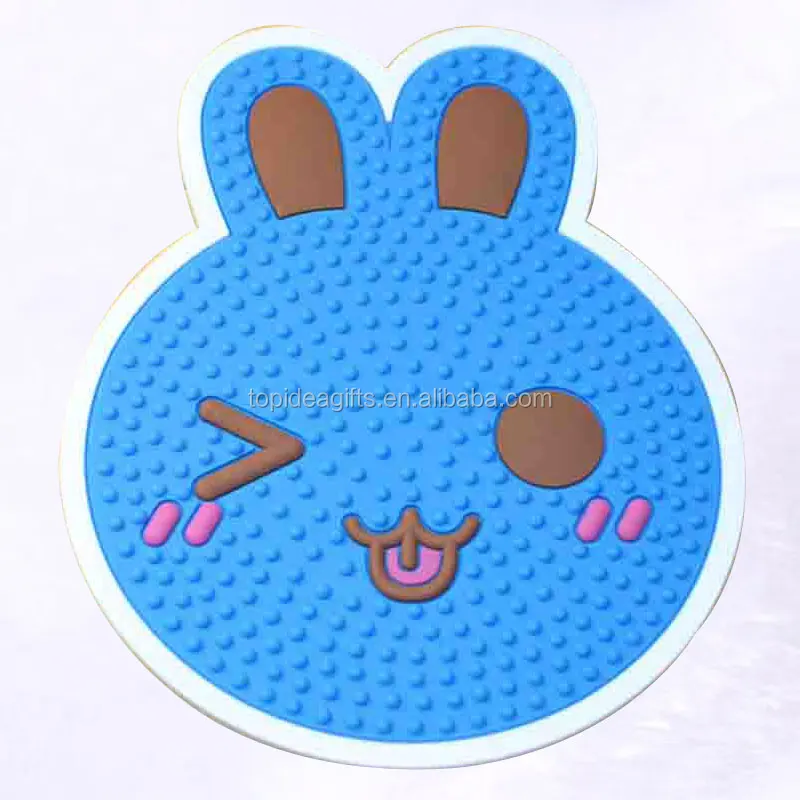 Factory wholesale Rabbit smile face pad anti-slip pvc mat anti-slip rubber mat mobile phone table pvc holder Customized