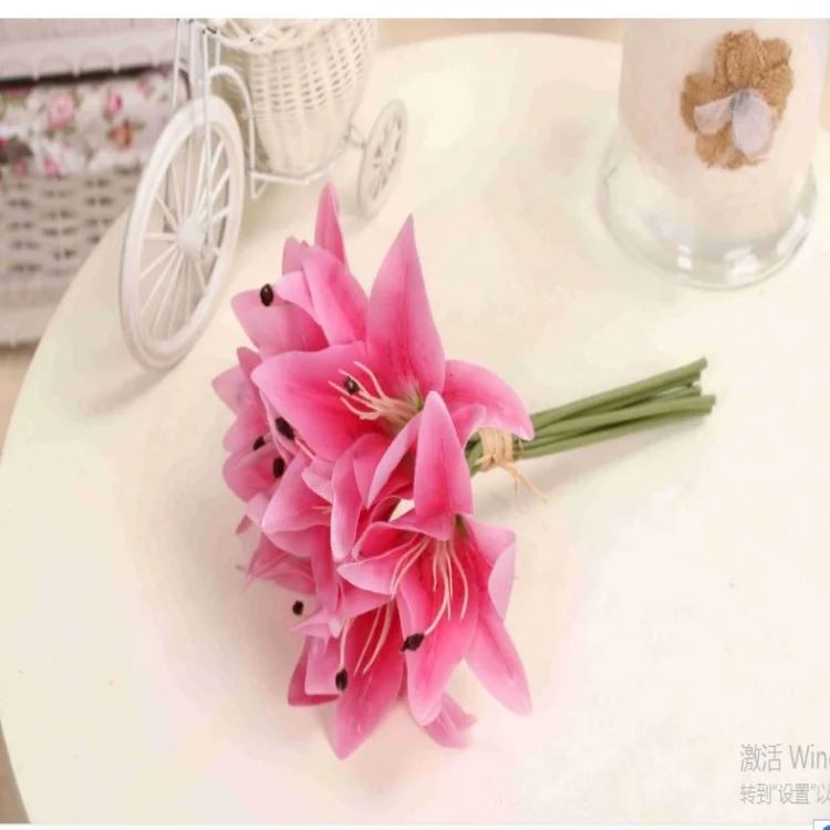 Wholesale artificial tiger lily flowers In Bulk tiger lily silk flowers Tropical 9 heads tiger lily  Flower