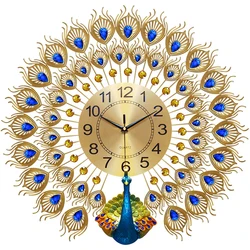 Wholesale hot sale 3D fashion peacock handmade mute wall clock wall hanging art craft gift reloj de pared