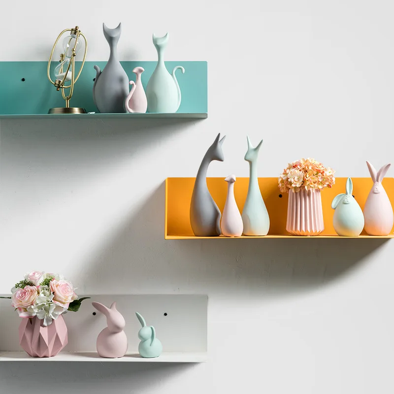 APHACATOP Set of Macaroon 3 Ceramic Cat Family Statue Home Decor  Craft Ornament