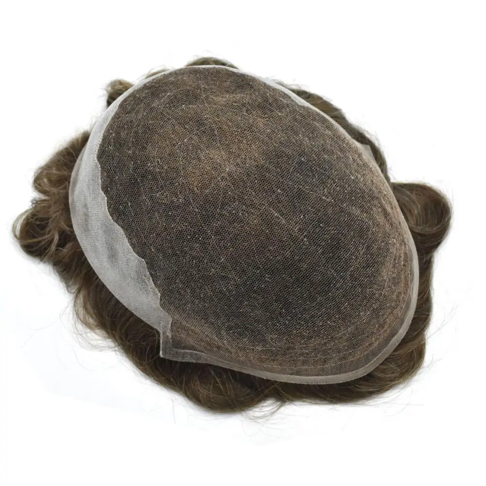 
French Lace+ Pu Q6 Men Toupee Human Hair System Natural Color Remy Human Hair Toupee For Men Hair pieces 
