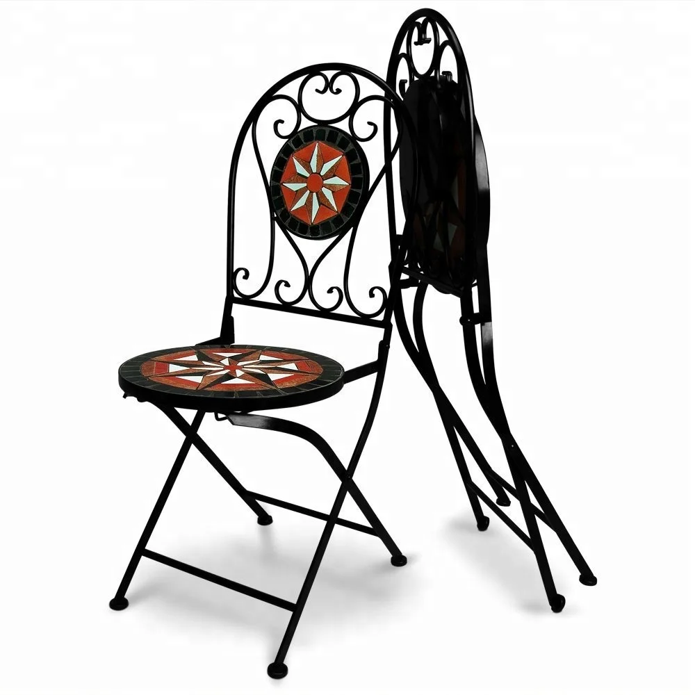 Outdoor Mosaic Bistro Table 60 cm with 2 Chairs Sets Garden Patio Balcony Cafe Round Tabletop