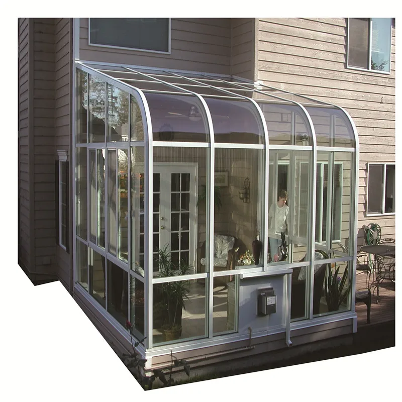 High Quality Inclined Roof Aluminum Alloy Outdoor Sunroom Sets Glass House Garden Gardenhouse Used Sunroom cheap sunroom kits