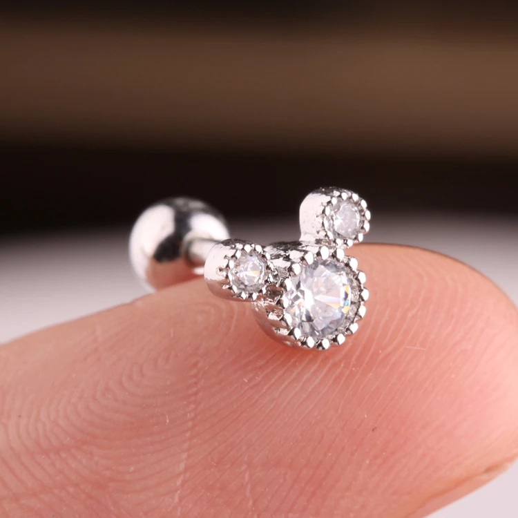 Fast Delivery  Cute little Mouse anti Helix Lead Nickle Free Tragus Jewelry