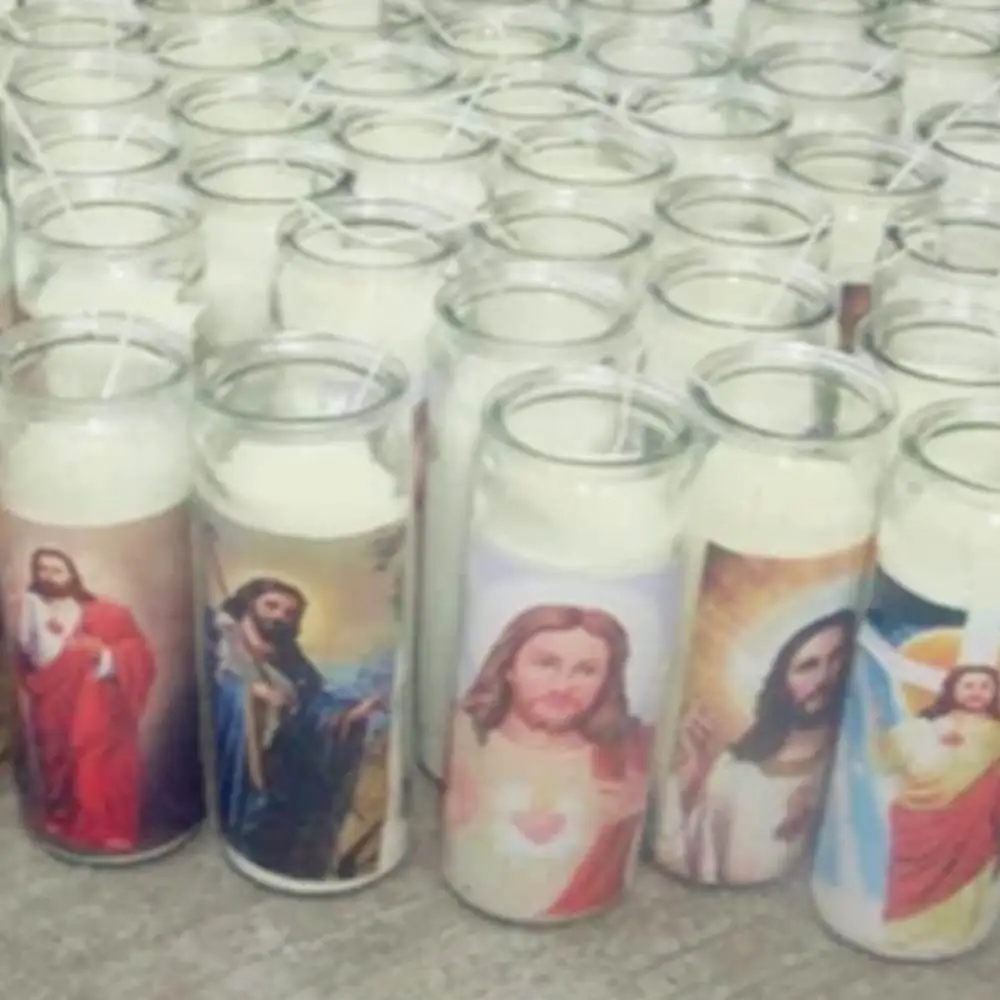 wholesale 7 day candles glass jar religious candle 8 inches