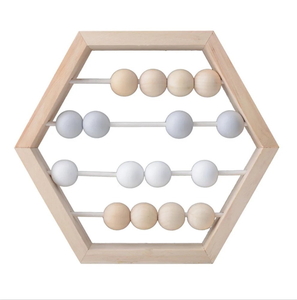 
Wooden abacus table with wooden crafts children educational early education toys 