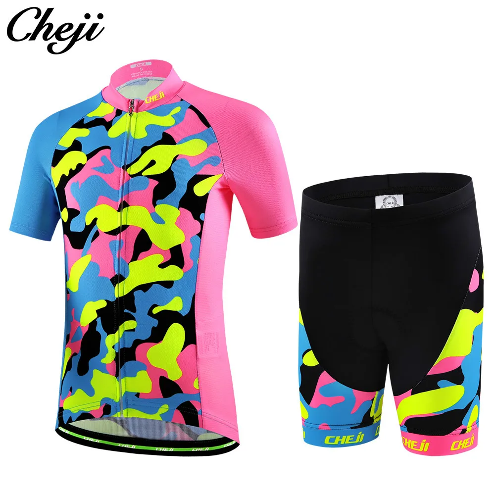 
 Cheji детский велосипед Джерси дышащий полиэстер полный молния гонки обычай носить цикла рубашки для детей  