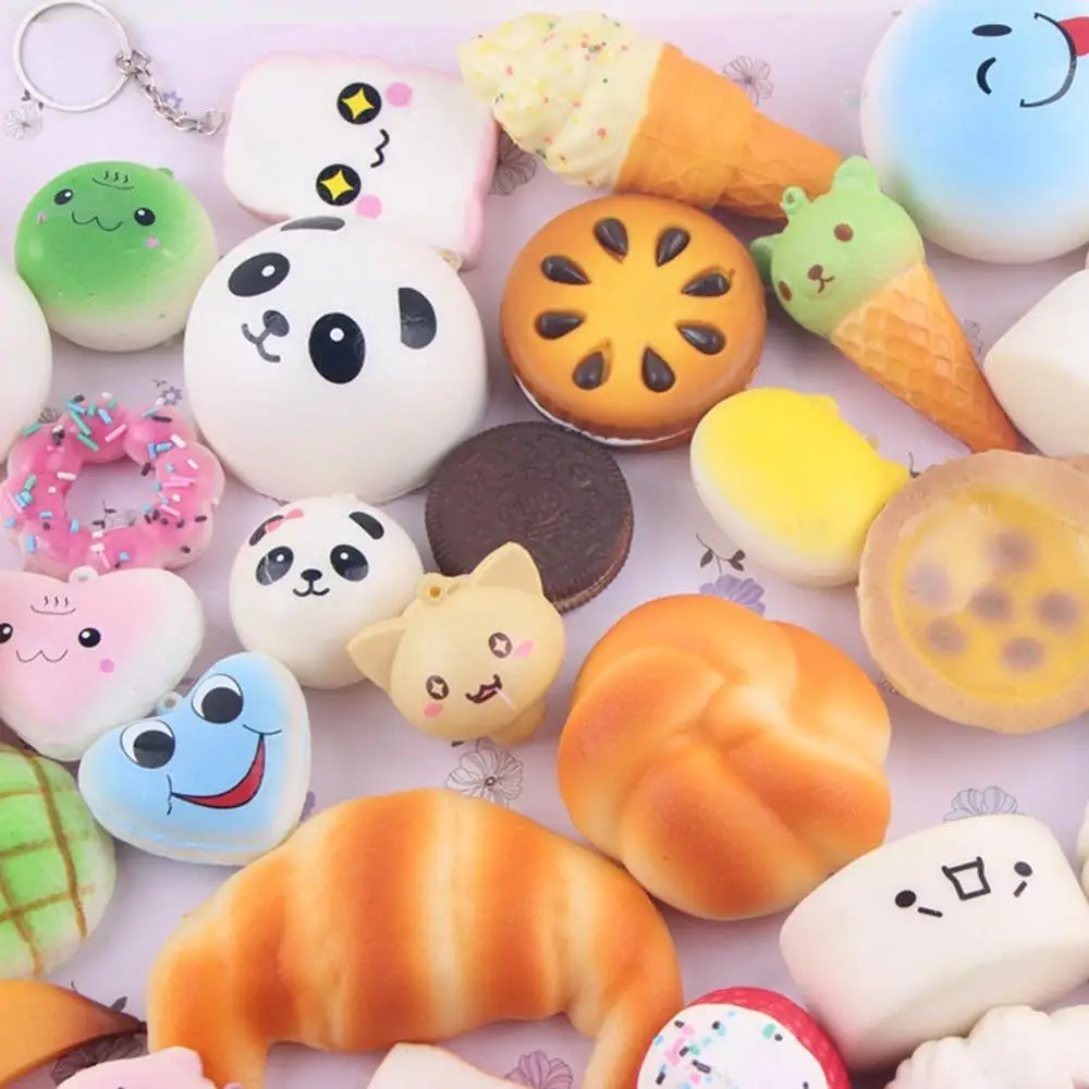 10 PCS Slow Rising Toy Kawaii Squishy Set with Keychain