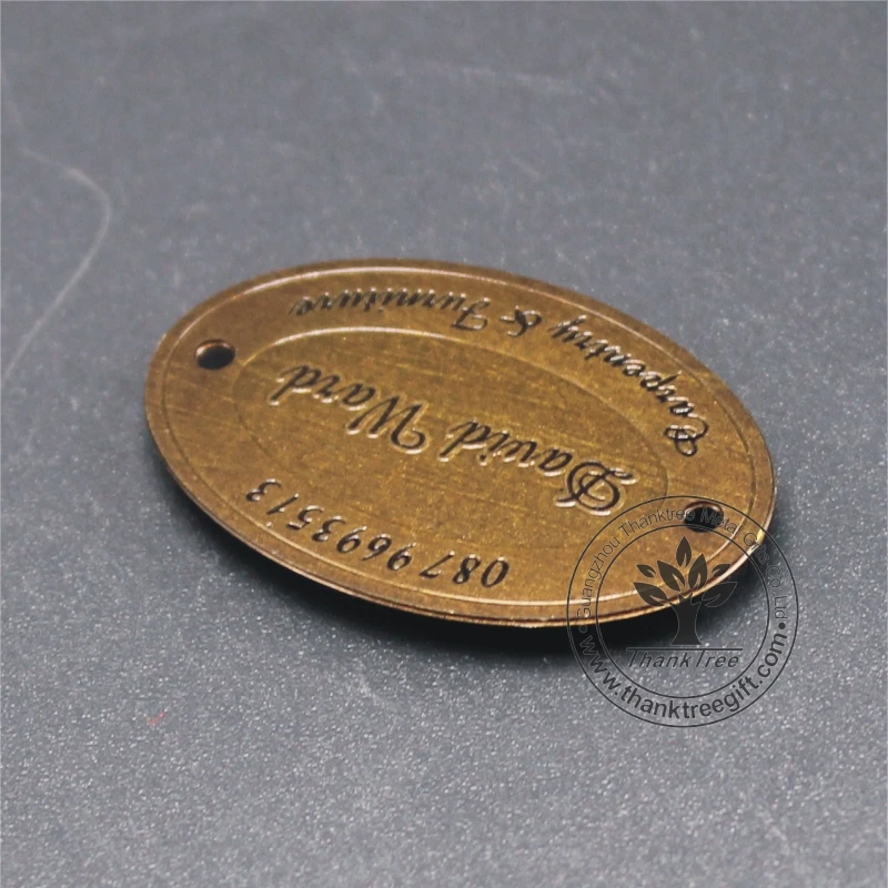 factory wholesale logo engraved custom small metal tags for jewelry