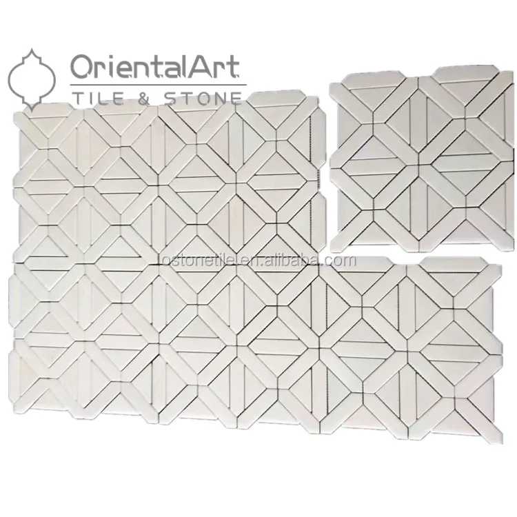 Greek crystal white mixed ming green dots polished pinwheel mosaic