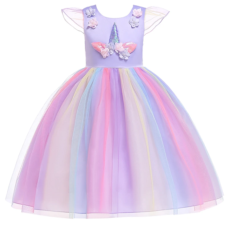 Mikatale RD0056 3 Year Old Children Princess Lace Party Tutu Baby Girls Boutique  Unicorn Dress for Toddler