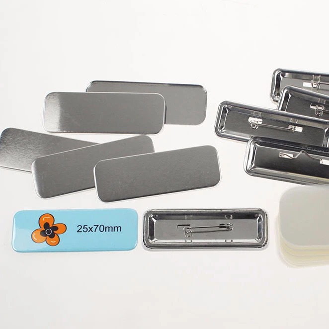 Высококачественная Оловянная металлическая кнопка-значок прямоугольник 25x70 мм