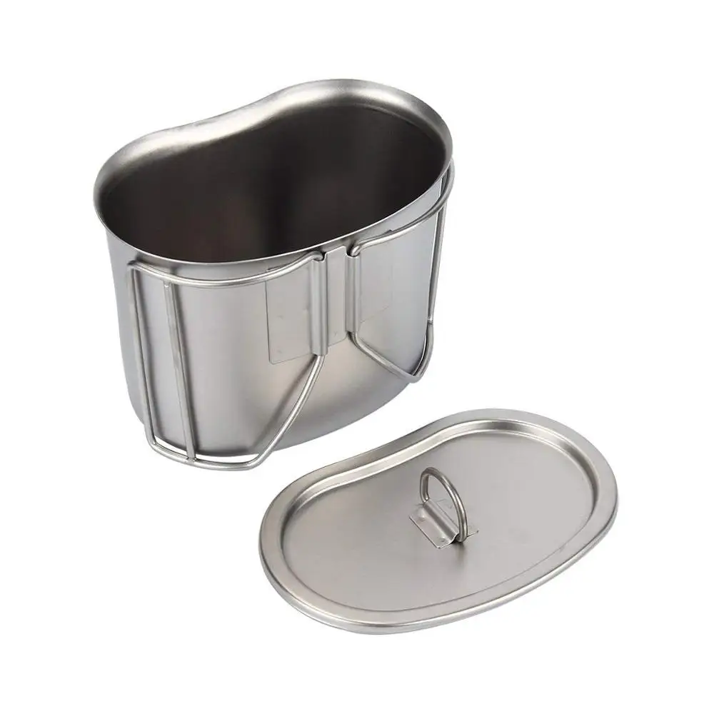 Походные чашки из нержавеющей стали объемом 700 мл с портативными ручками и крышкой для пешего туризма, кофейника, военная чашка