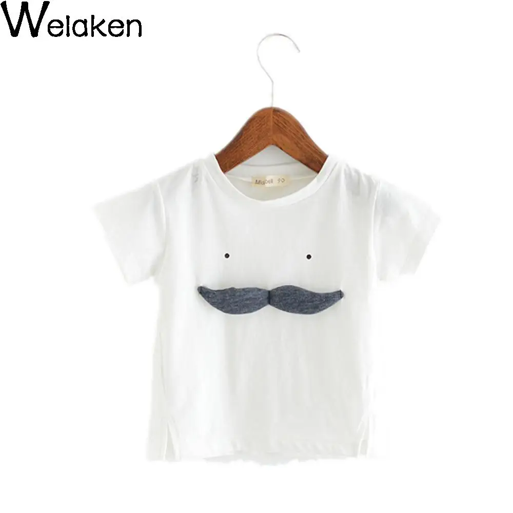 Fashion 2016 Children T Shirt Summer Short Sleeve Cotton Cute Moustache Print Kids Tops Roupas Infantis
