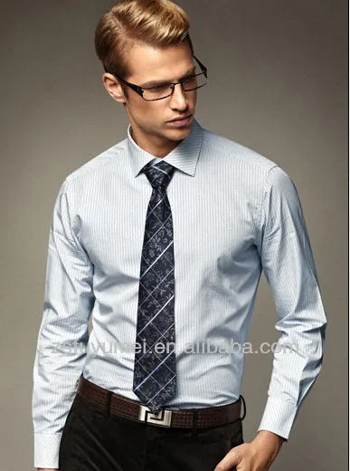 2014 мужская 100% хлопка с длинным рукавом полосы бизнес платье рубашки