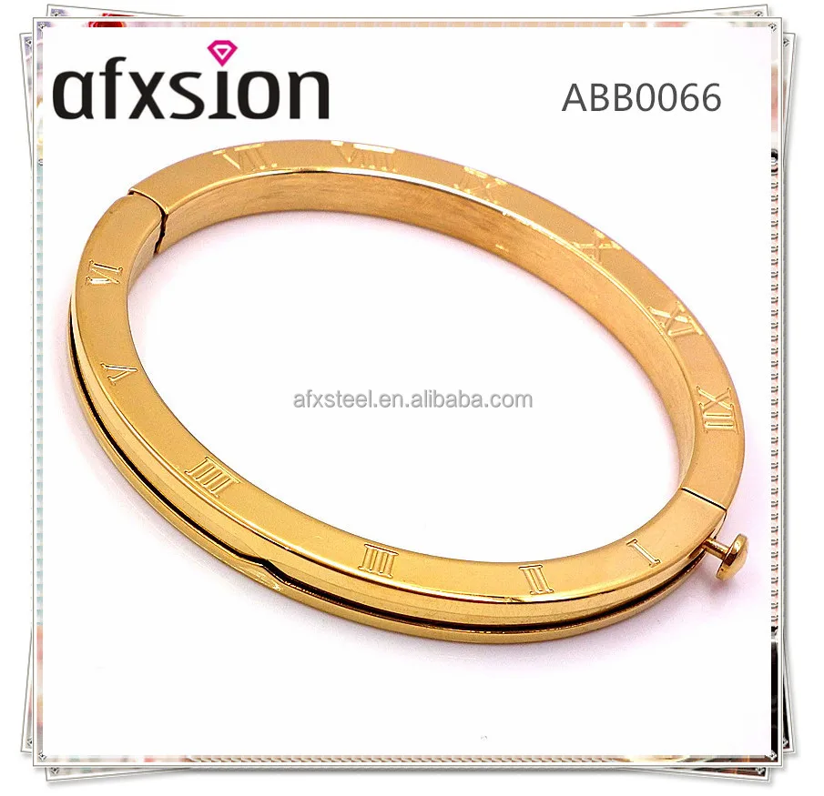 New Roman Numbers cufflink type bangle bracelets 316l stainless steel jewelry silver /gold /rose gold bracelets and bangles