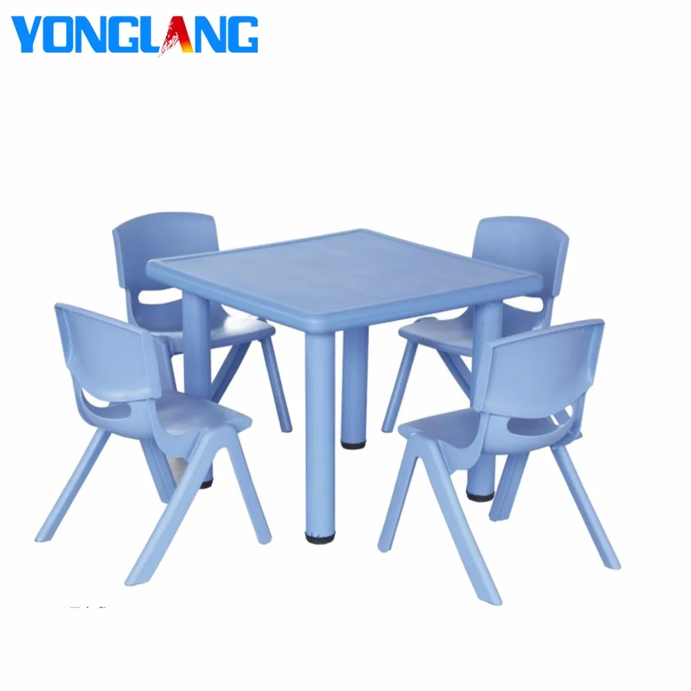 YL6102 Wholesale kindergarten square table and chair , plastic children desktop and chairs