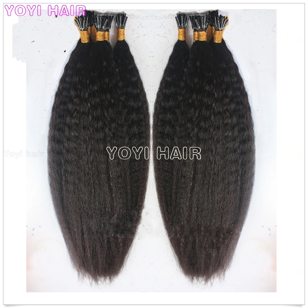 Brazilian human hair weave No shedding 100% Positive feedback kinky straight I tip Hair extension