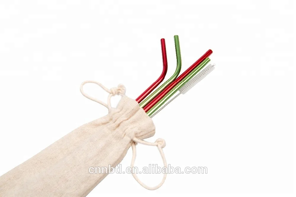 
6mm Food grade aluminum straw stainless steel drinking straw with various colors bulk order 