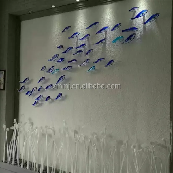 Fish Ornaments MJ Decoration Murano Glass Zibo Glass Europe Wholesale Hand Made Decorative Blown Art Customized Folk Art Flower