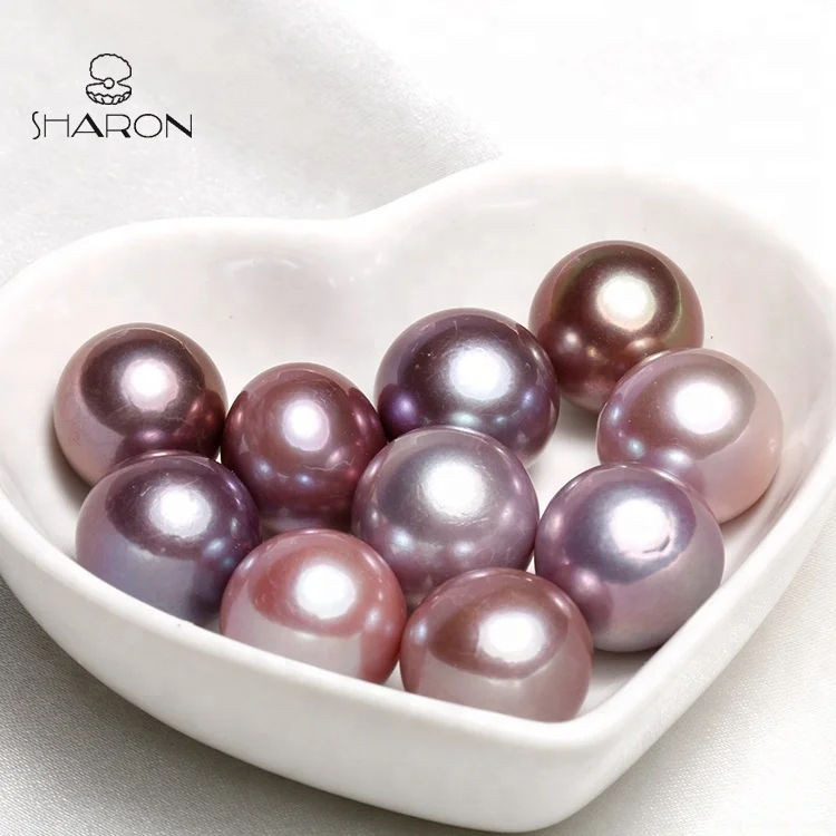 
For Real Pearl Necklace Making Sharon 15-16mm Huge Round Purple Natural Cultured Freshwater Loose Pearl Edison Pearls 