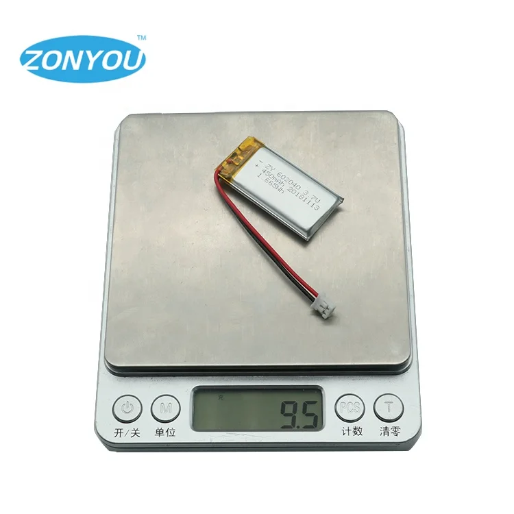 
Rechargeable Li-ion 1.67Wh 602040 3.7V 5V 450mAh Lithium Polymer Lipo Battery for Bluetooth Speaker 