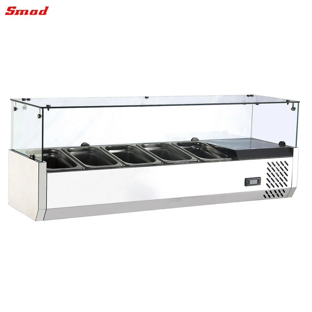 Smad High Quality Fruit Salad Display Refrigerant Bar Counter Chiller Showcase