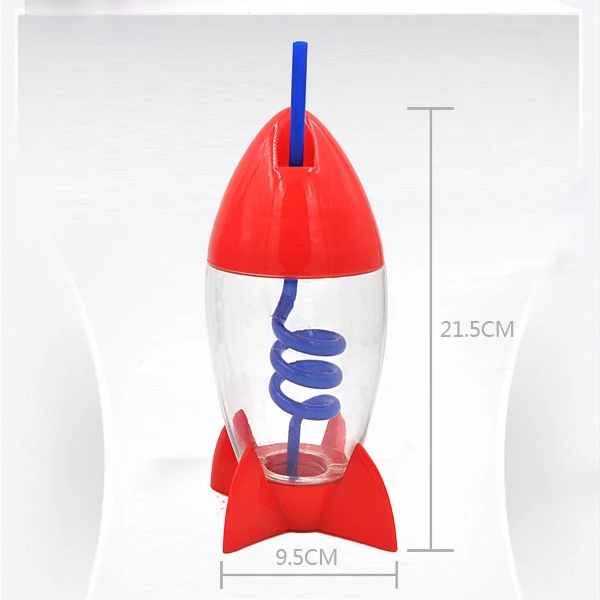 
300ml Rocket Water cup Shaped with Spiral Straw 