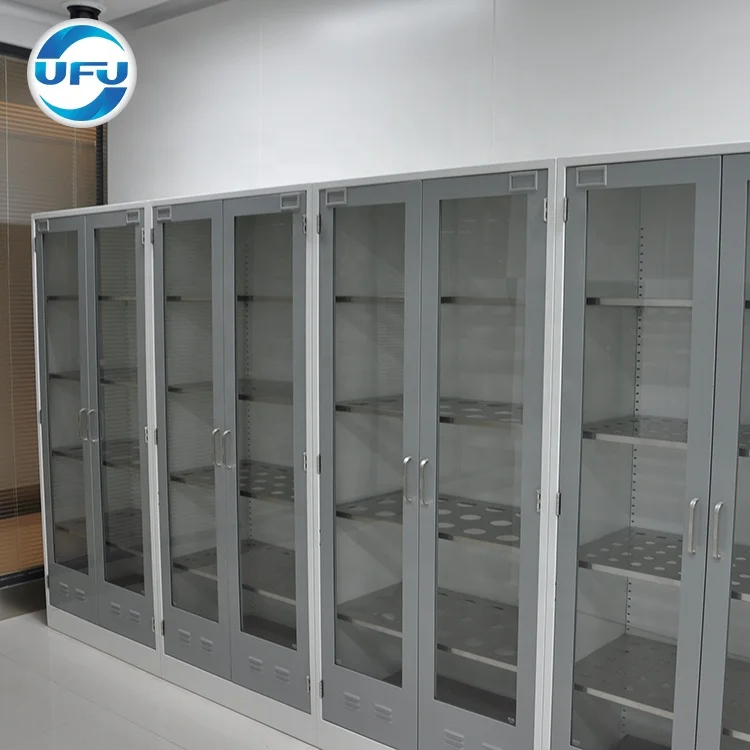 Lab Chemical Resistant Furniture Utensil Storage Cabinet  With Glass Door