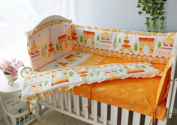 2016 6PCS Baby Crib Bedding Set Bumper Bed Sheet Baby Bedding set bumpers sheet pillow cover