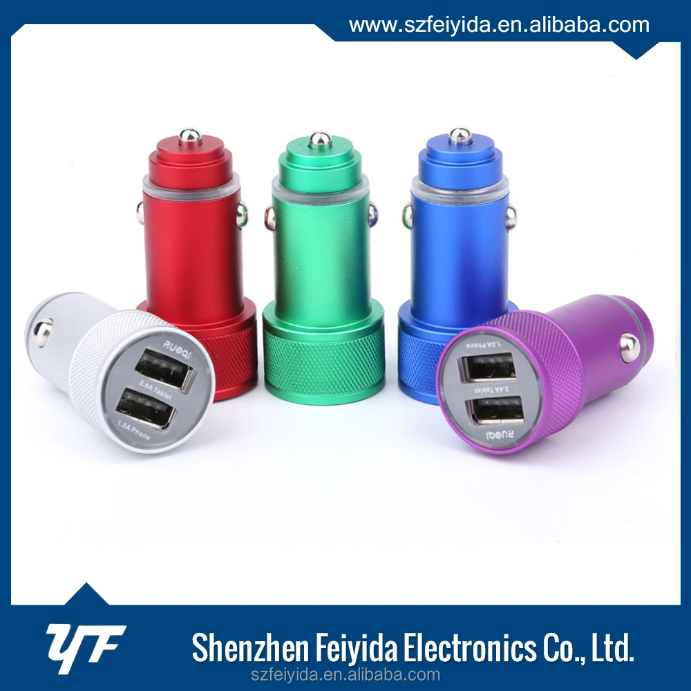 Aluminum Alloy Frame Universal Dual Car Mobile Phone Charger