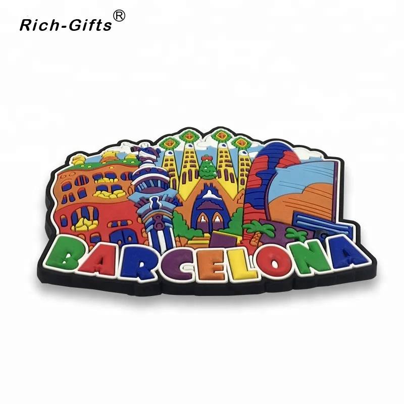 Customized Barcelona PVC Souvenir Magnets Europe