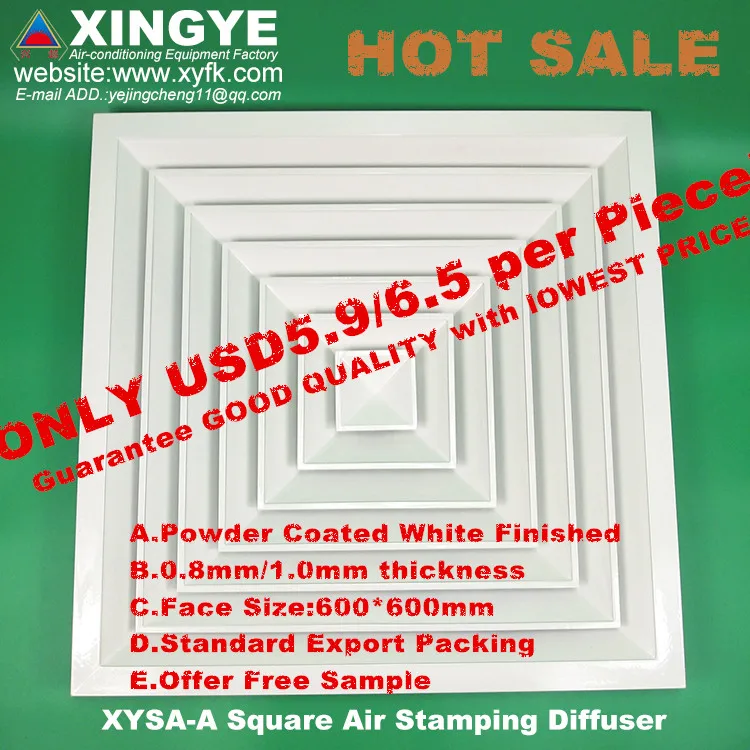 air ventilation system Air conditioner Ceiling HVAC square cheap stamping diffusers louvers grilles good quality XYSA-A600