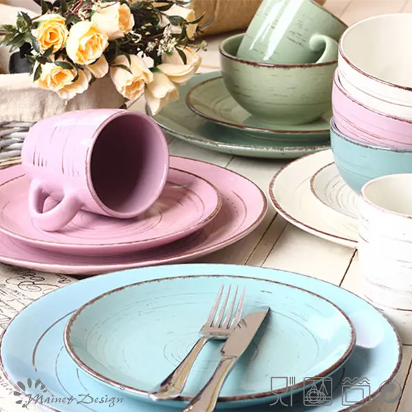beautiful hand brushed ceramic tableware