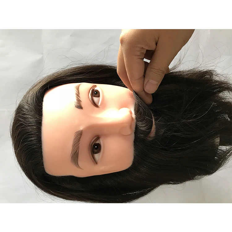 Professional dressing salon beauty school plastic human hair training doll model conventional male mannequin head with beard